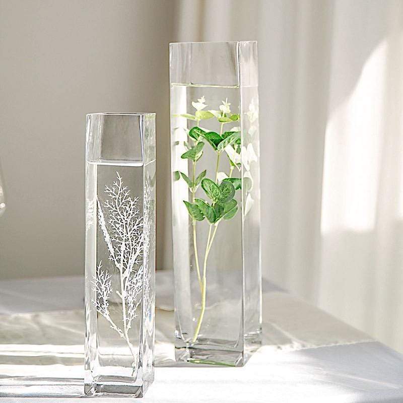 12 pcs Clear Glass Square Block Vases Centerpieces