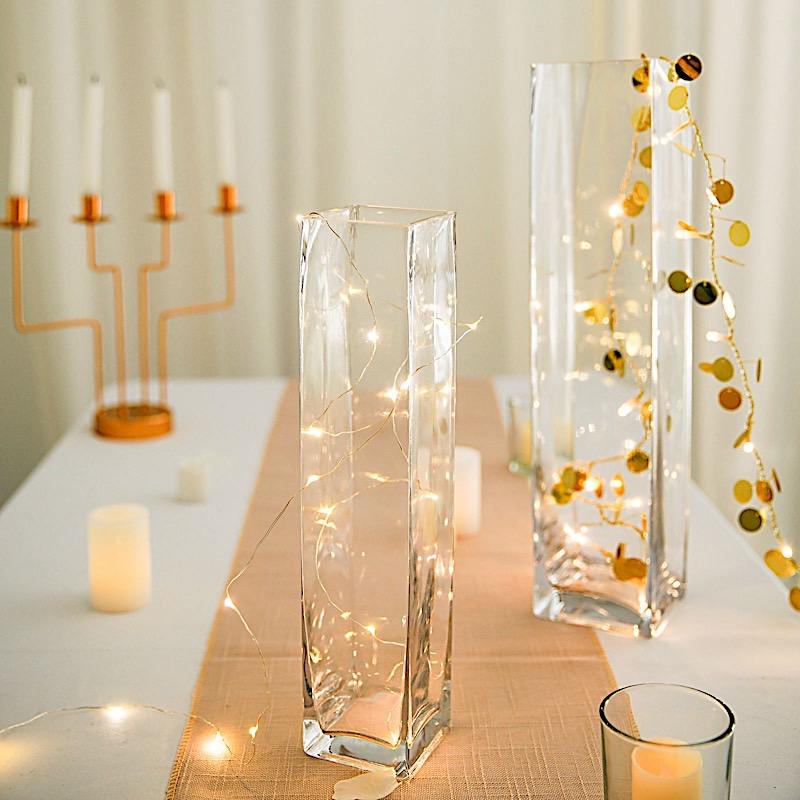 12 pcs Clear Glass Square Block Vases Centerpieces