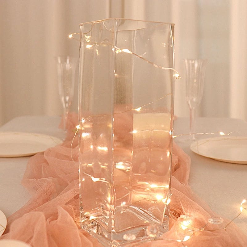 12 pcs Clear Glass Square Block Vases Centerpieces