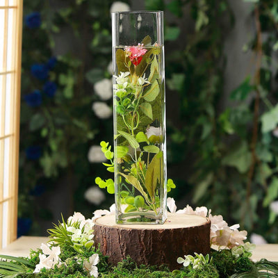 12 pcs Clear Glass Square Block Vases Centerpieces