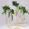 14 in long 5 Gold Jointed Geometric Flower Vase Holders with Glass Test Tubes