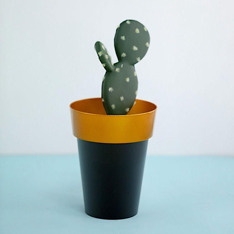 2 pcs 6 in tall Metallic Round Plastic Flower Plant Pots