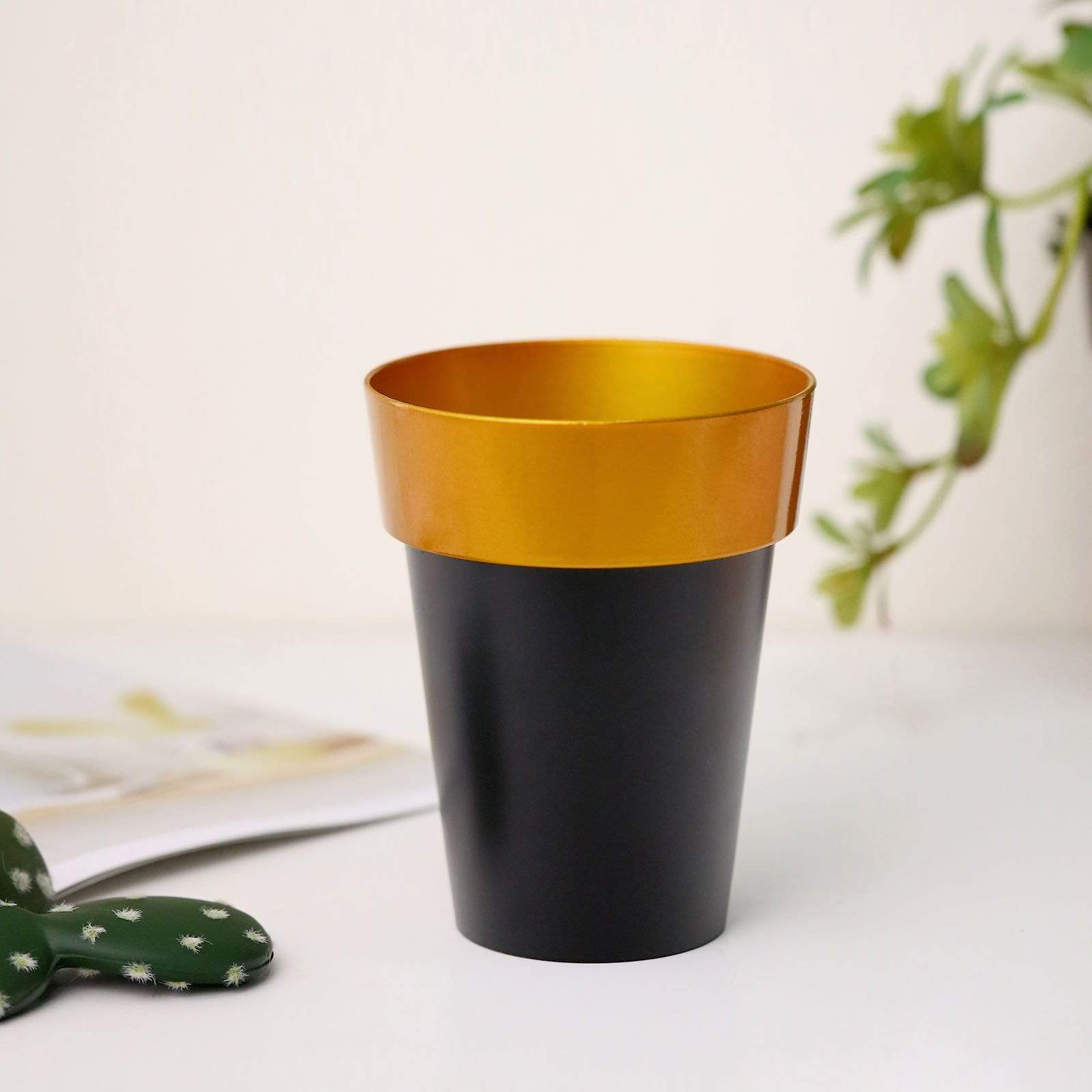 2 pcs 6 in tall Metallic Round Plastic Flower Plant Pots
