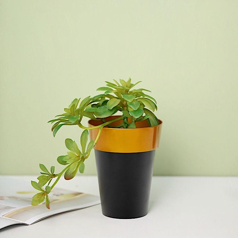2 pcs 6 in tall Metallic Round Plastic Flower Plant Pots