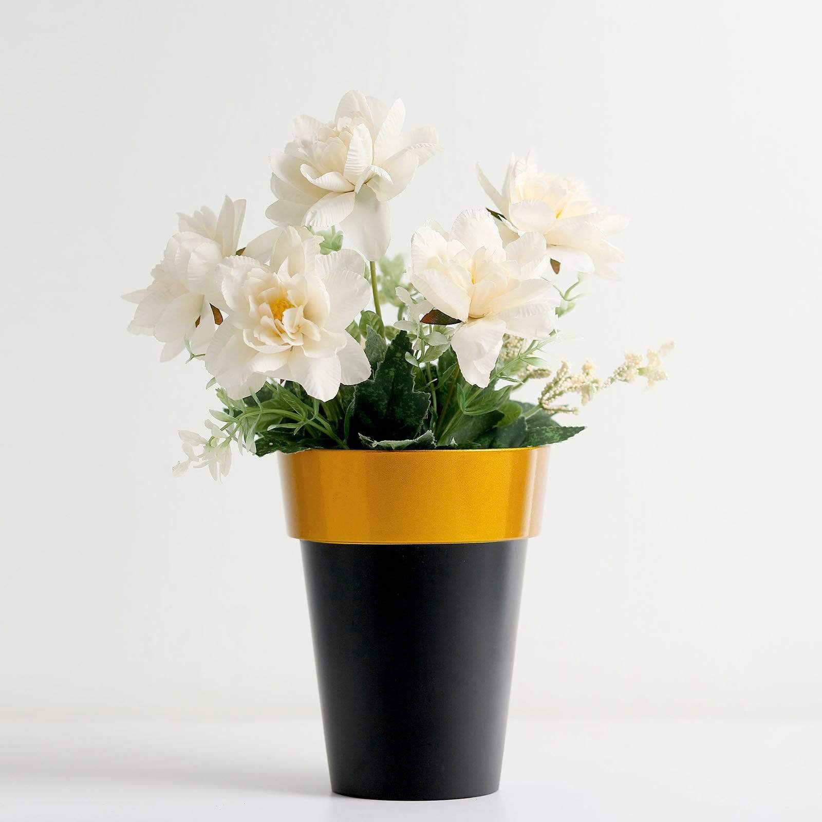 2 pcs 6 in tall Metallic Round Plastic Flower Plant Pots