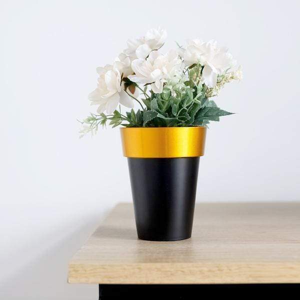 2 pcs 6 in tall Metallic Round Plastic Flower Plant Pots