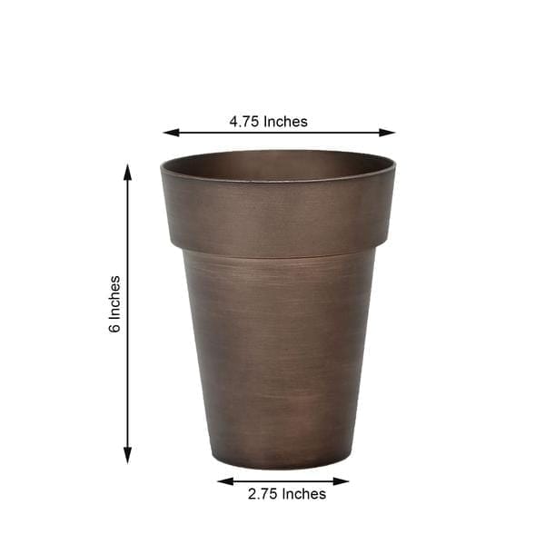 2 pcs 6 in tall Metallic Round Plastic Flower Plant Pots