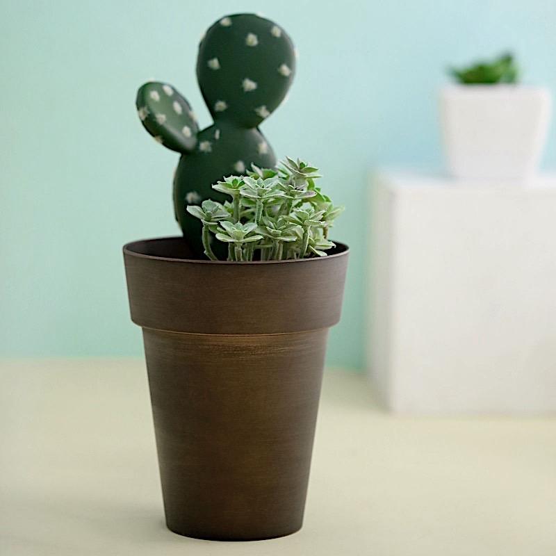 2 pcs 6 in tall Metallic Round Plastic Flower Plant Pots