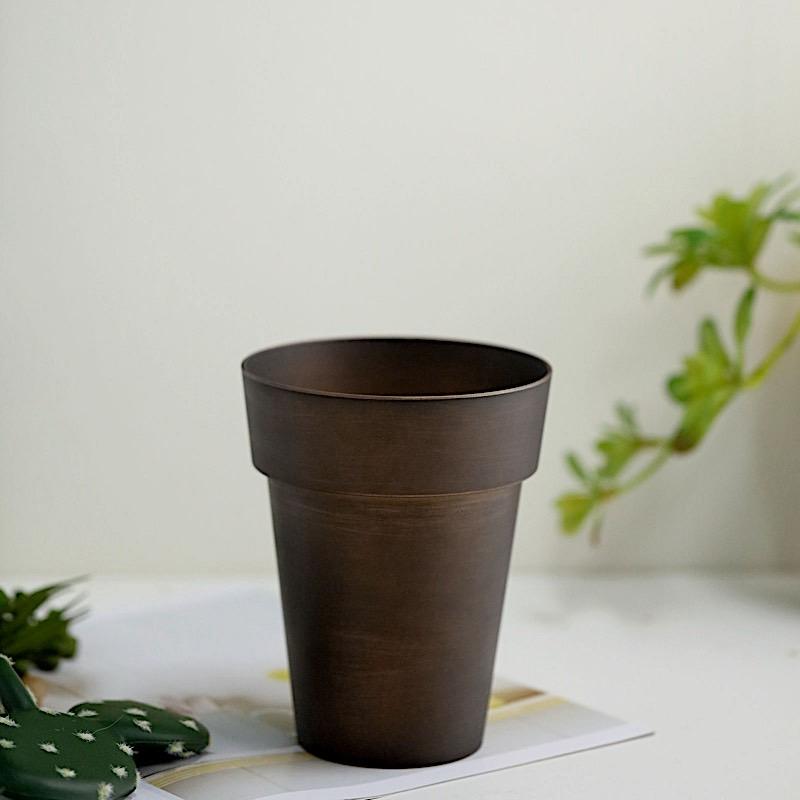 2 pcs 6 in tall Metallic Round Plastic Flower Plant Pots