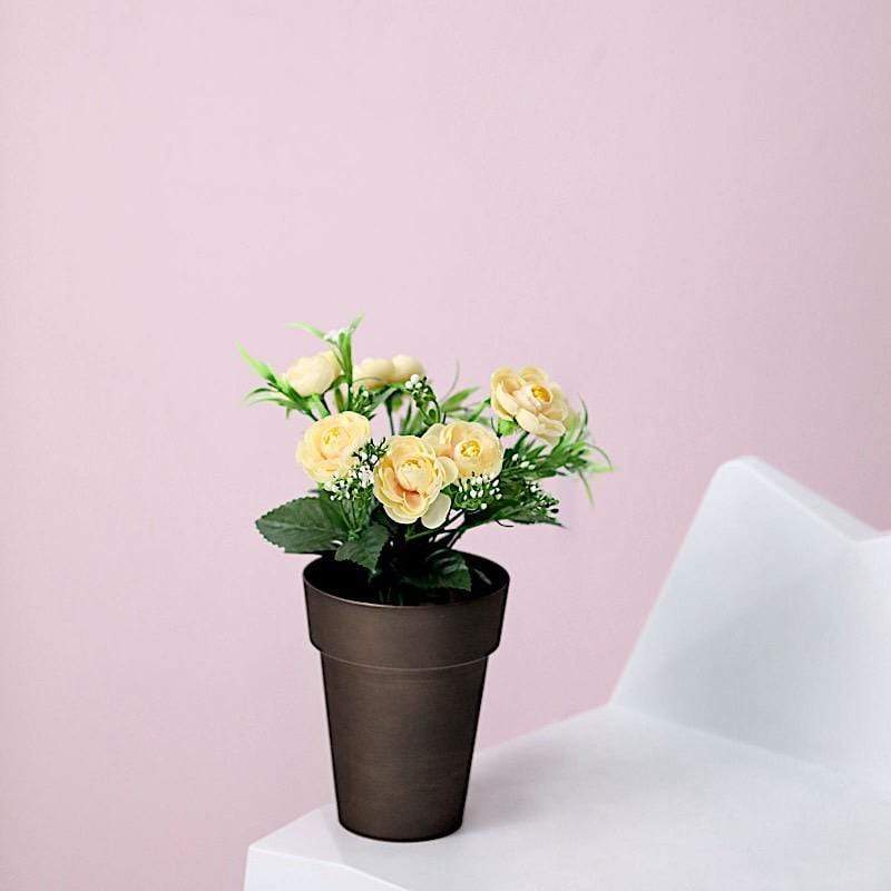 2 pcs 6 in tall Metallic Round Plastic Flower Plant Pots