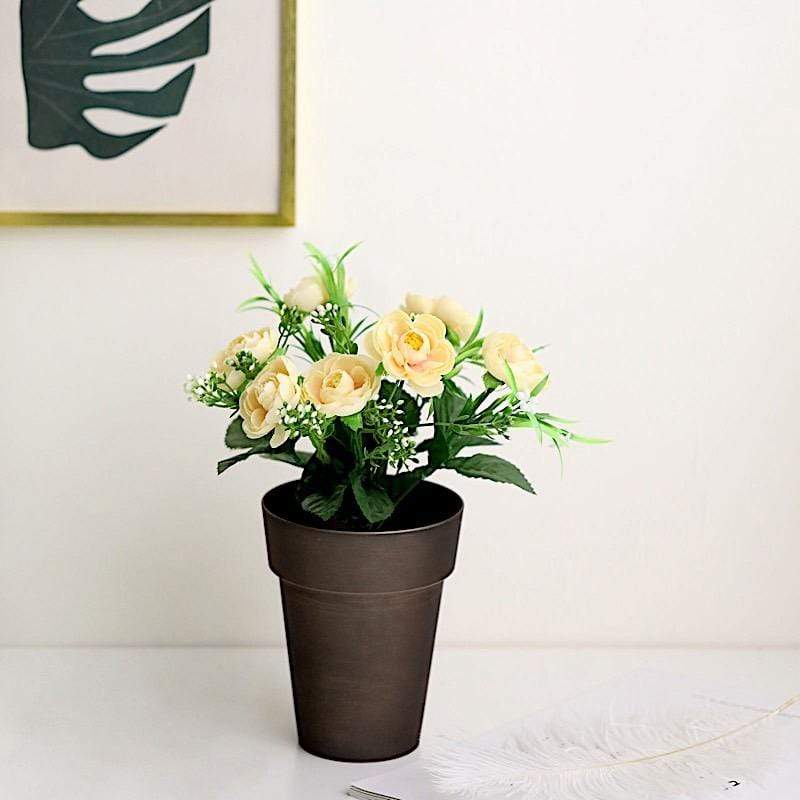 2 pcs 6 in tall Metallic Round Plastic Flower Plant Pots