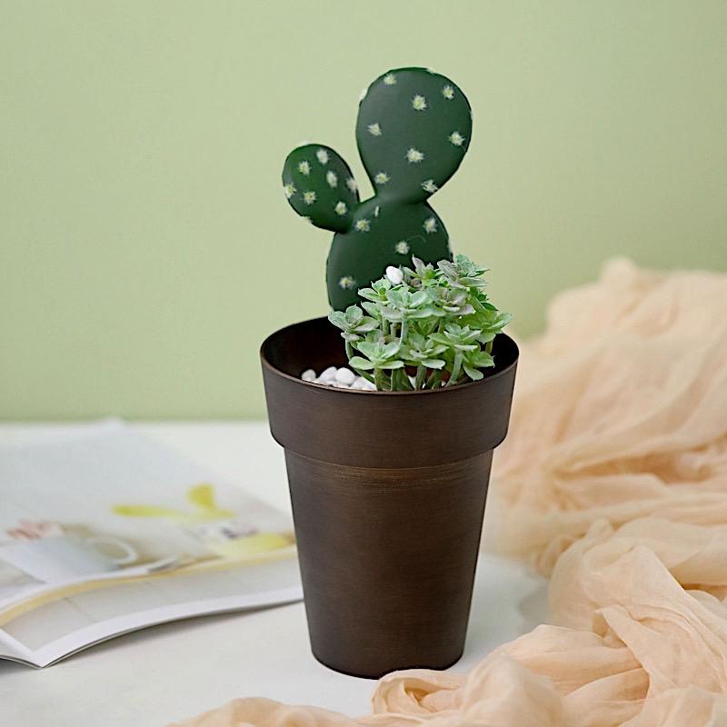 2 pcs 6 in tall Metallic Round Plastic Flower Plant Pots