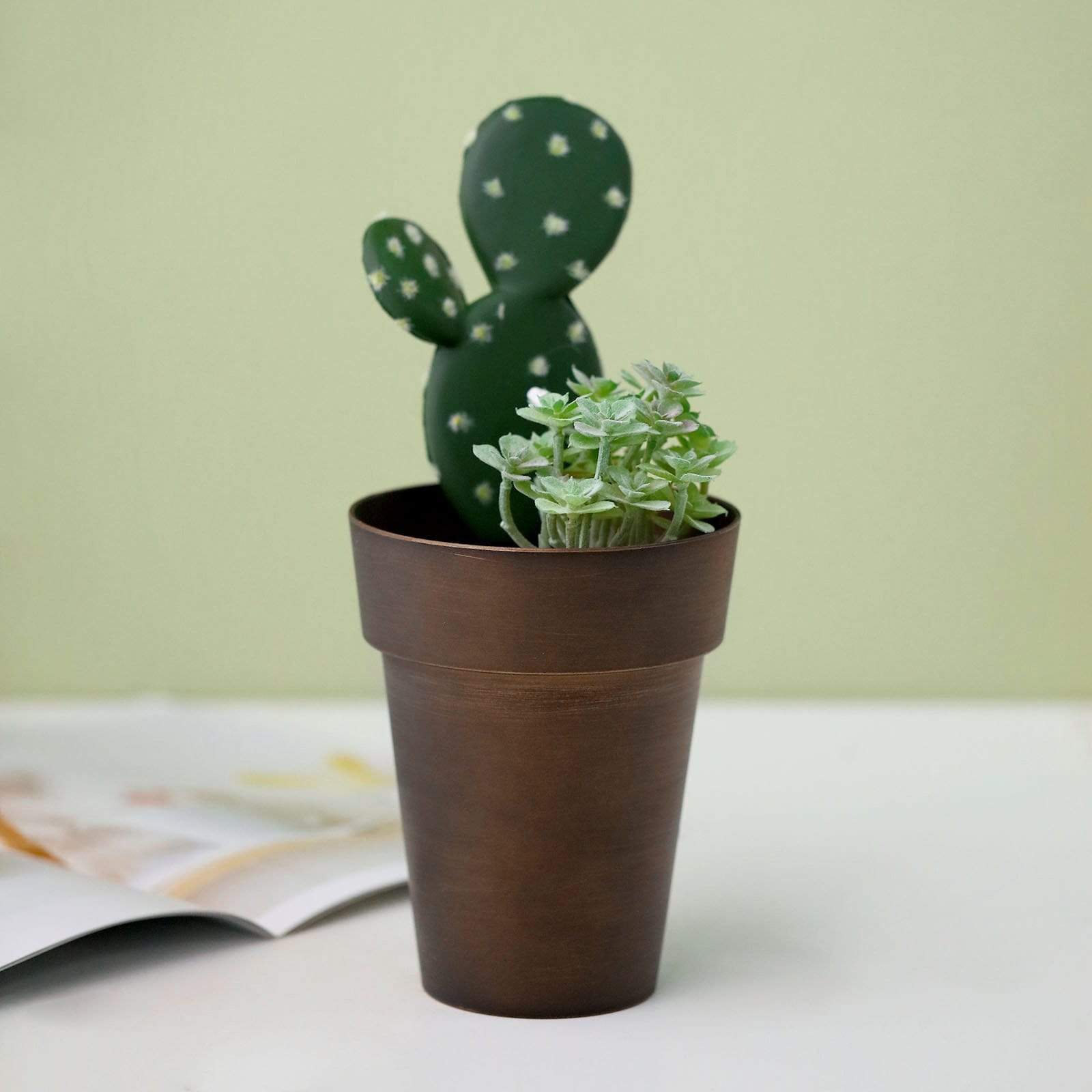 2 pcs 6 in tall Metallic Round Plastic Flower Plant Pots