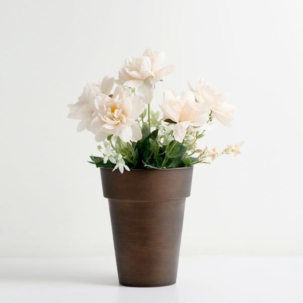 2 pcs 6 in tall Metallic Round Plastic Flower Plant Pots