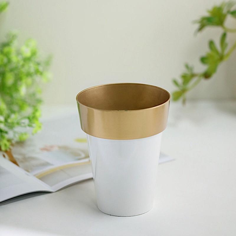 2 pcs 6 in tall Metallic Round Plastic Flower Plant Pots