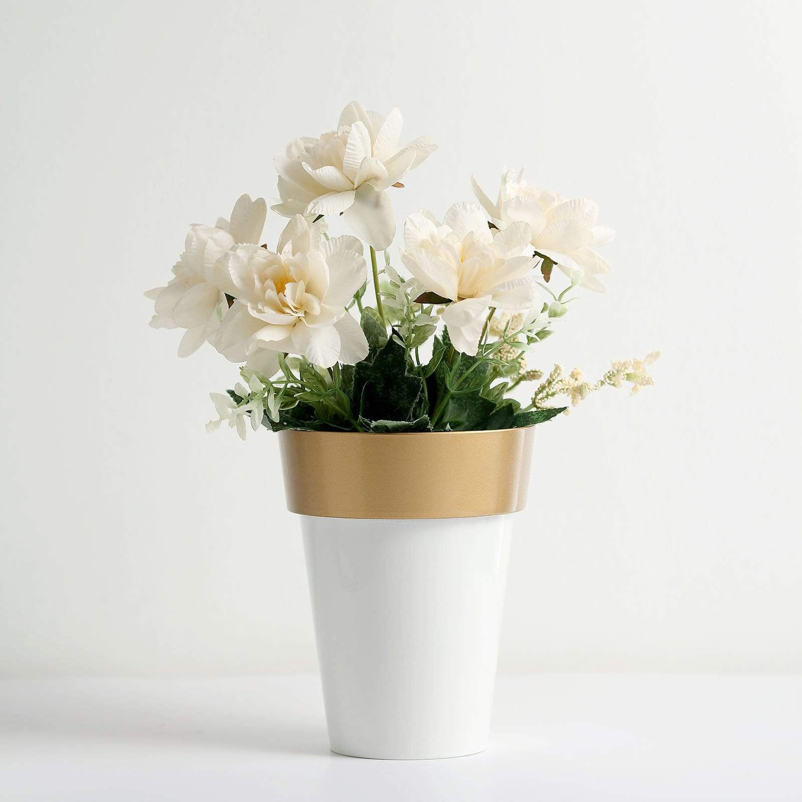 2 pcs 6 in tall Metallic Round Plastic Flower Plant Pots
