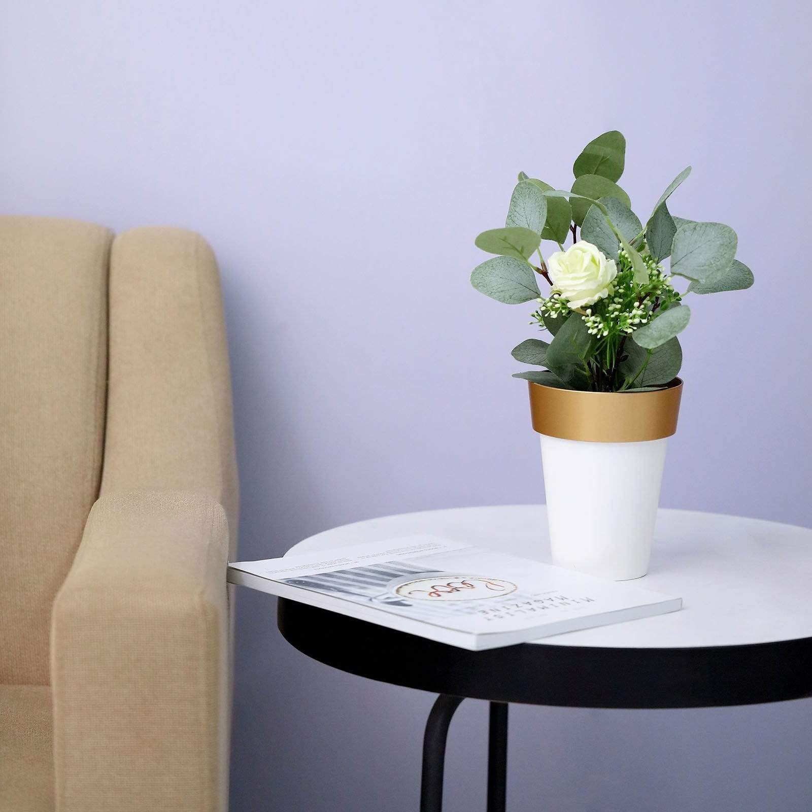 2 pcs 6 in tall Metallic Round Plastic Flower Plant Pots