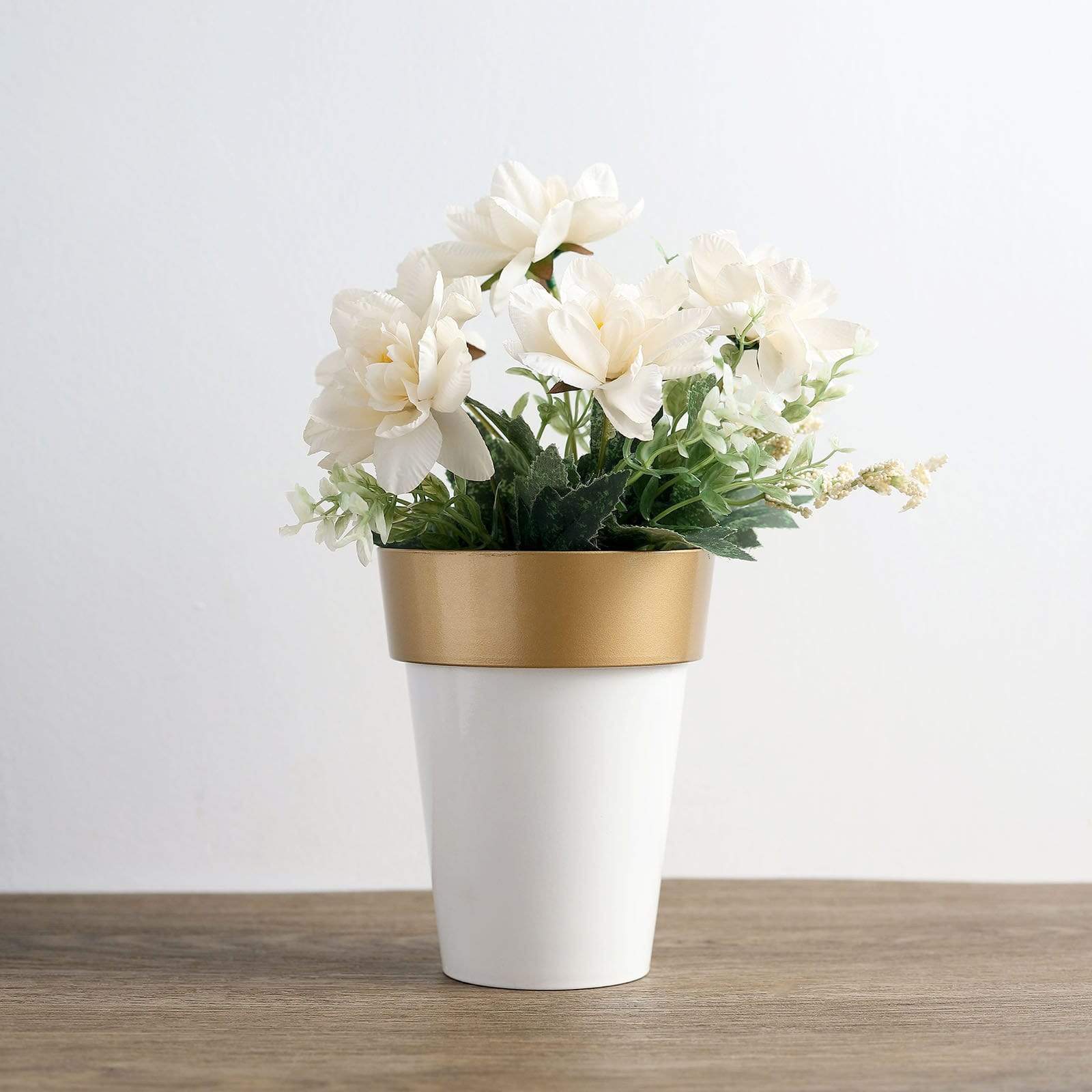 2 pcs 6 in tall Metallic Round Plastic Flower Plant Pots