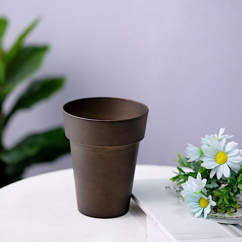2 pcs 6 in tall Metallic Round Plastic Flower Plant Pots