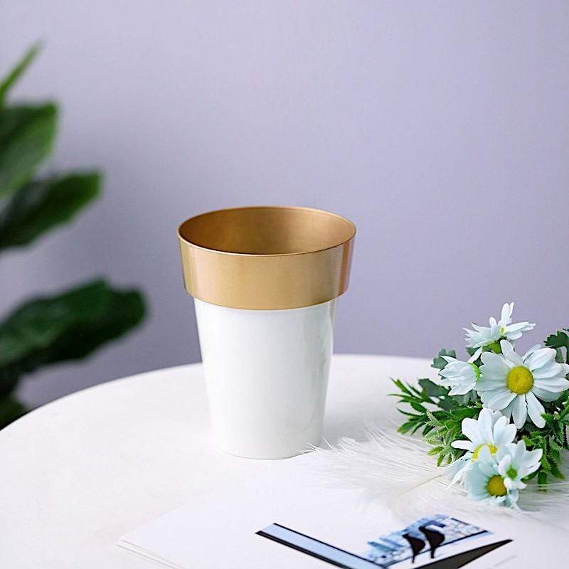 2 pcs 6 in tall Metallic Round Plastic Flower Plant Pots