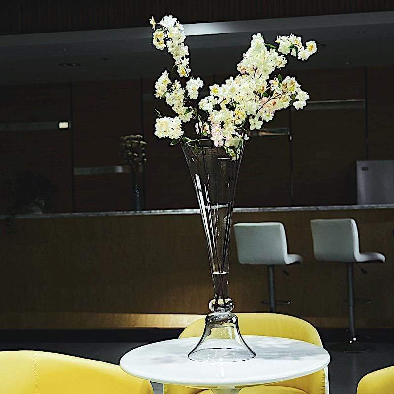 2 Clear Reversible Glass Trumpet Vases Centerpieces