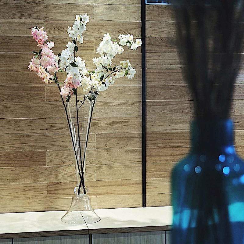 2 Clear Reversible Glass Trumpet Vases Centerpieces