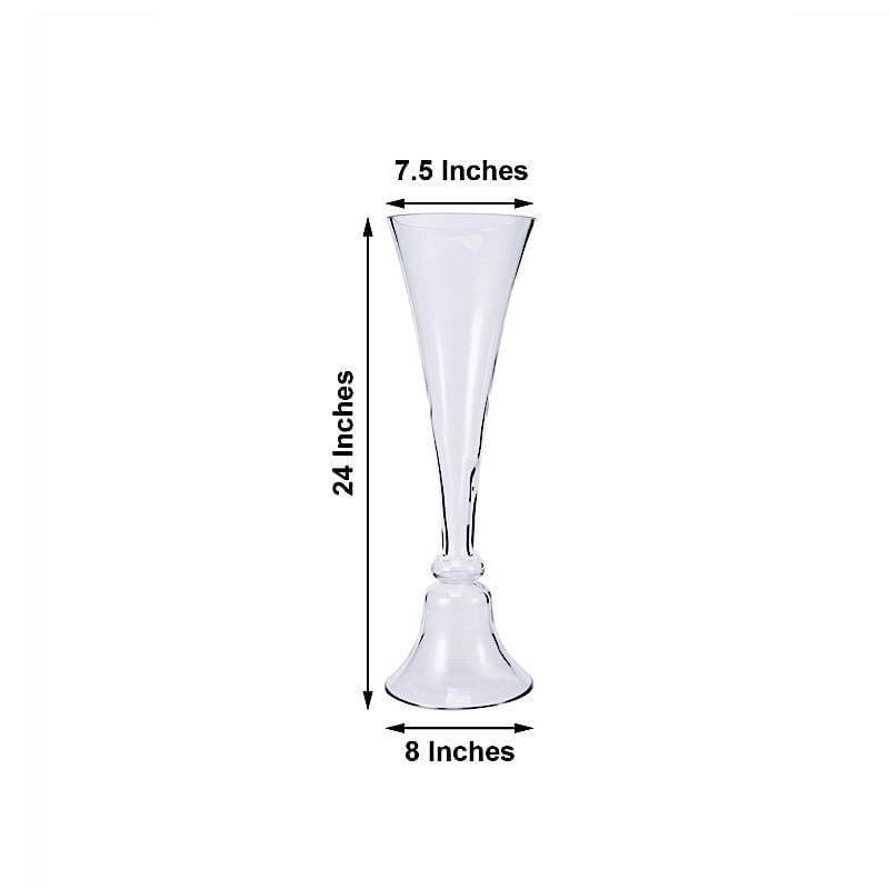 2 Clear Reversible Glass Trumpet Vases Centerpieces