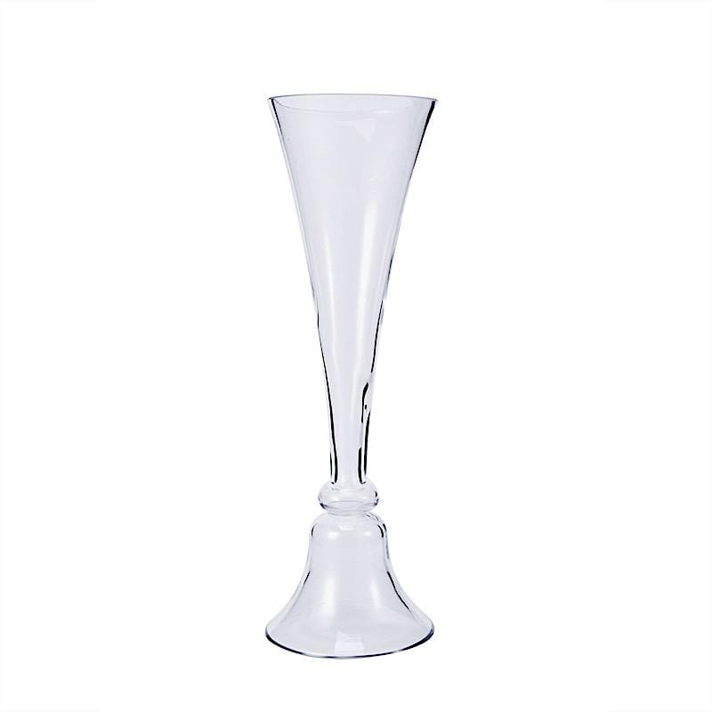 2 Clear Reversible Glass Trumpet Vases Centerpieces