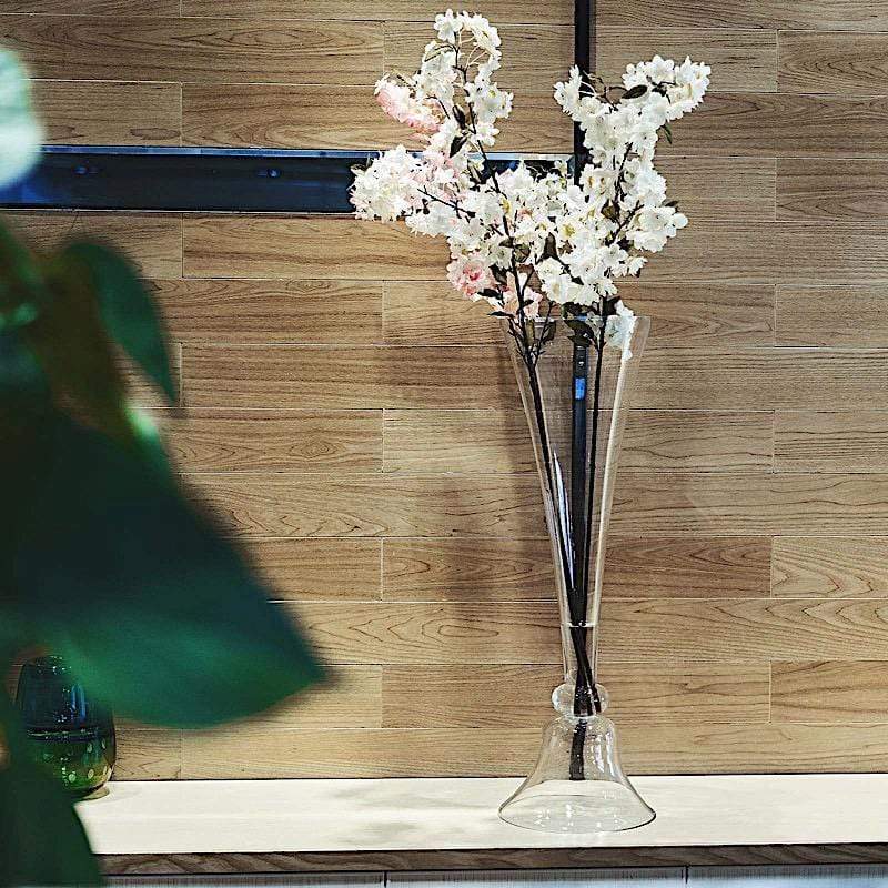 2 Clear Reversible Glass Trumpet Vases Centerpieces