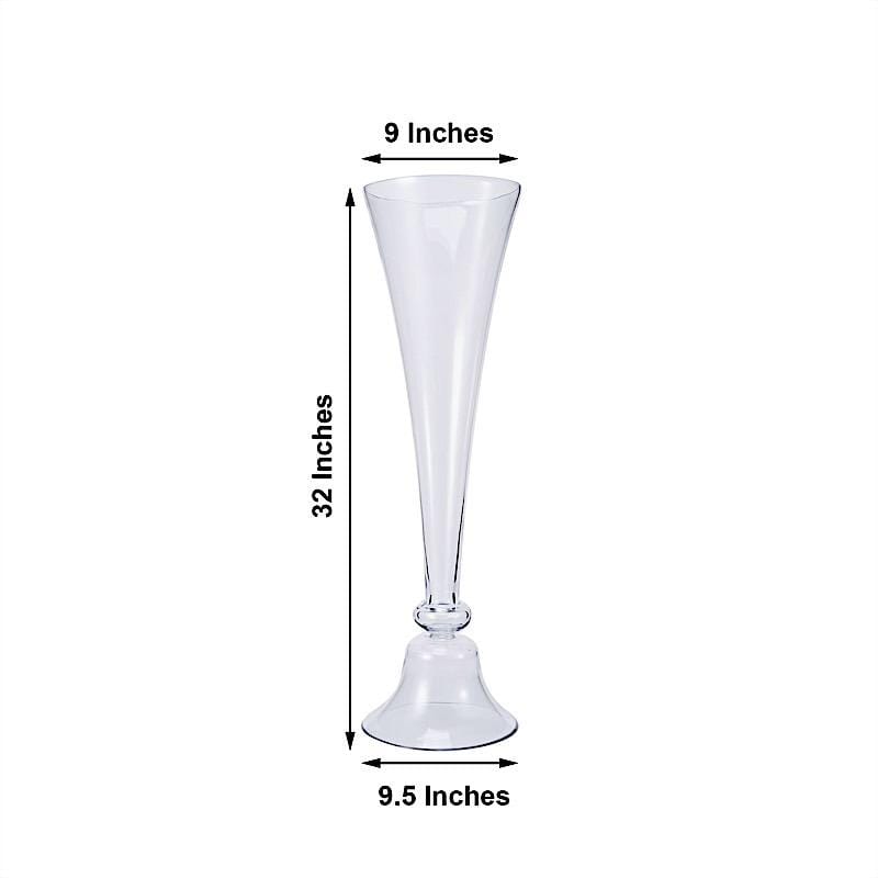 2 Clear Reversible Glass Trumpet Vases Centerpieces