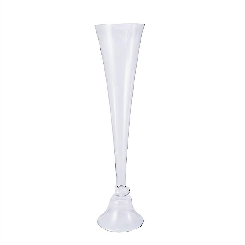 2 Clear Reversible Glass Trumpet Vases Centerpieces