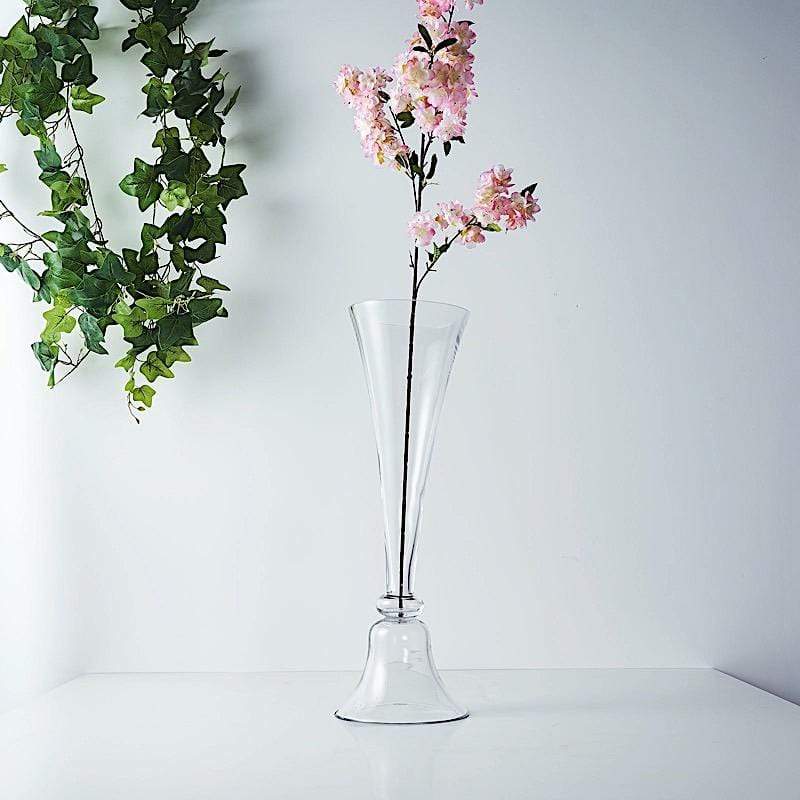 2 Clear Reversible Glass Trumpet Vases Centerpieces