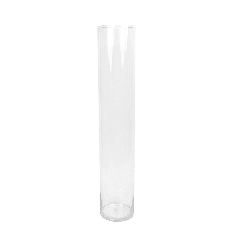 2 Clear Tall Round Cylinder Glass Flower Vases Table Centerpieces