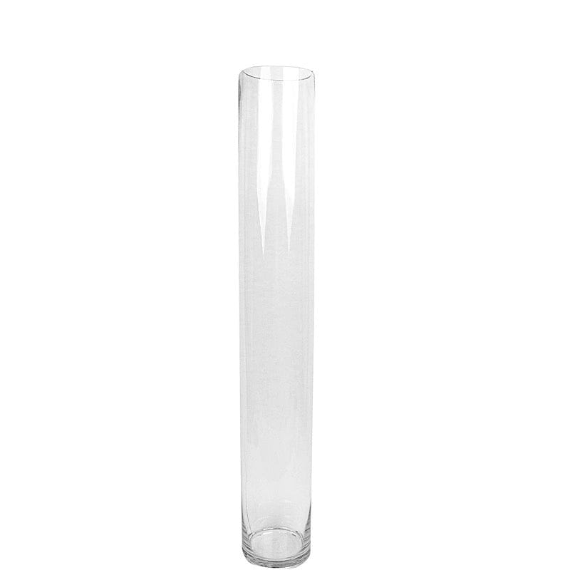 2 Clear Tall Round Cylinder Glass Flower Vases Table Centerpieces