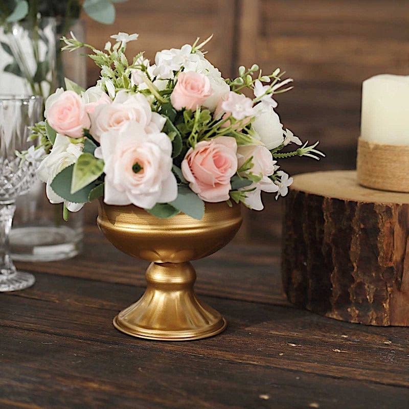2 Gold 4 in Mini Compote Vases Wine Goblet Style Flower Pedestals Pots