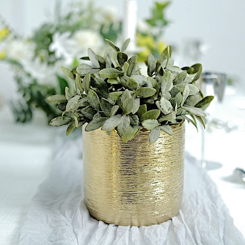 2 Gold 5 in Round Metallic Ceramic Succulent Planters Flower Plant Pots