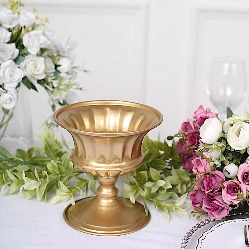 2 Gold 6 in Mini Compote Vases Roman Style Flower Pedestals Pots