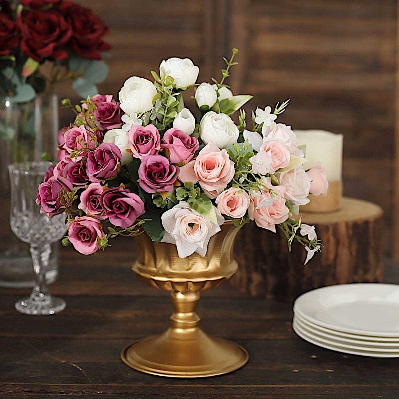 2 Gold 6 in Mini Compote Vases Roman Style Flower Pedestals Pots