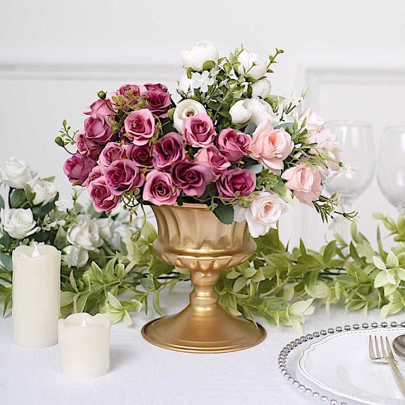 2 Gold 6 in Mini Compote Vases Roman Style Flower Pedestals Pots