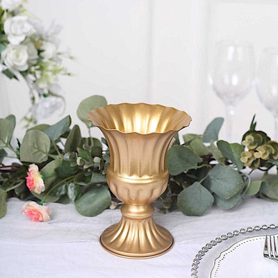 2 Gold 6 in Mini Compote Vases Trumpet Style Flower Pedestals Pots