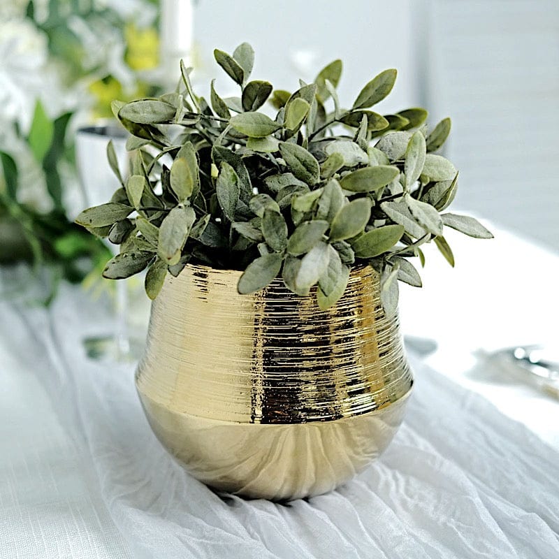 2 Gold 6 in Round Textured Ceramic Succulent Planters Flower Plant Pots