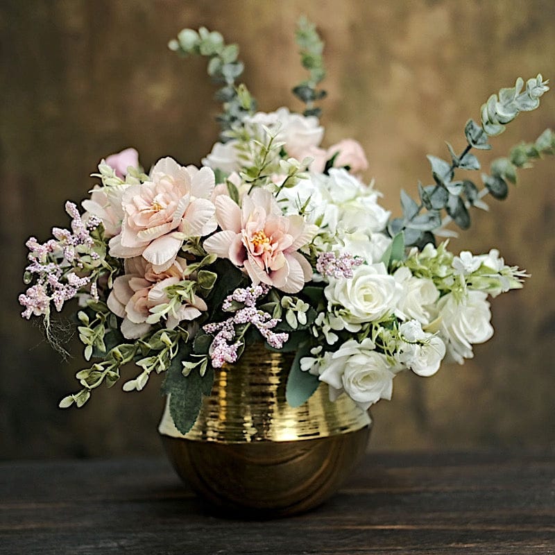 2 Gold 6 in Round Textured Ceramic Succulent Planters Flower Plant Pots