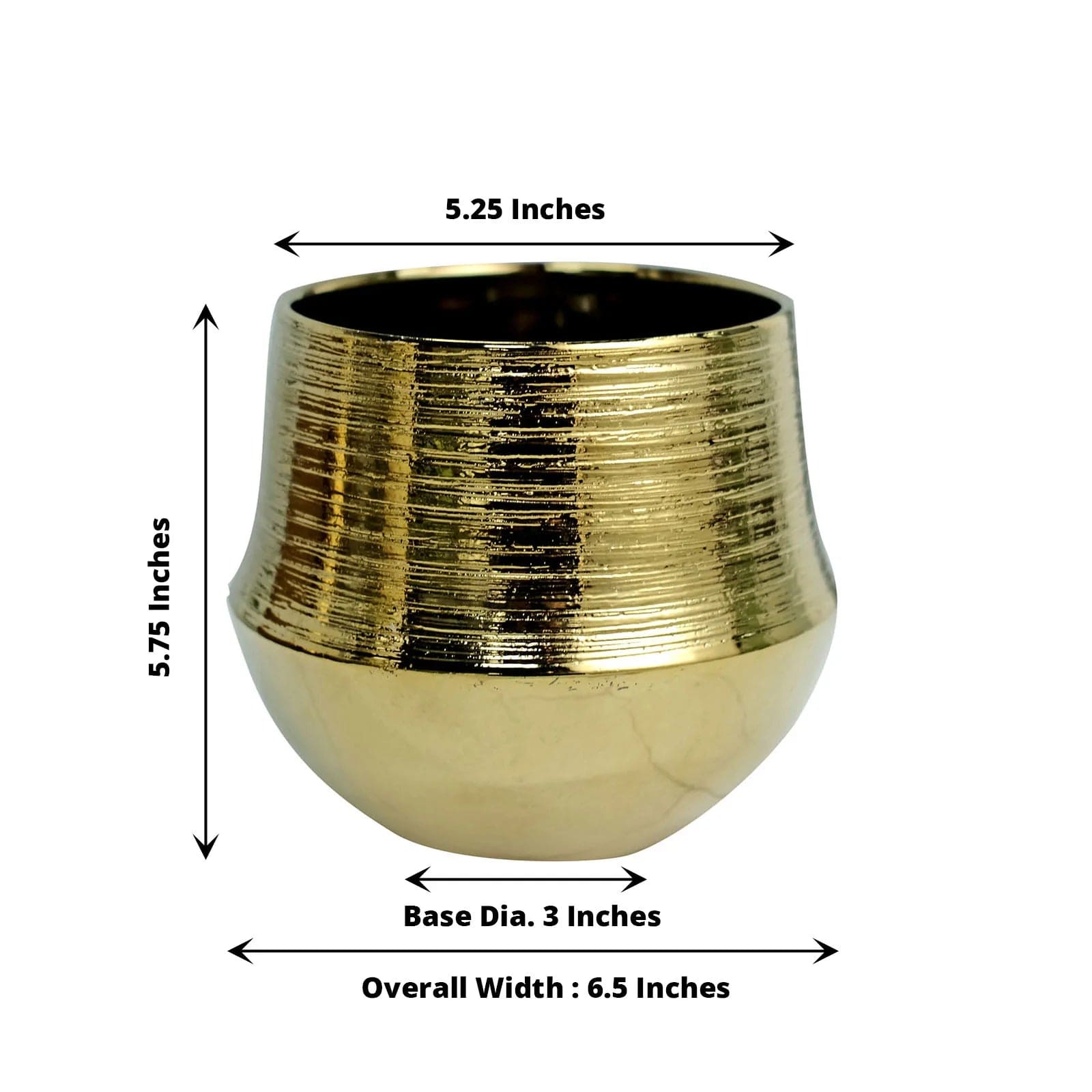 2 Gold 6 in Round Textured Ceramic Succulent Planters Flower Plant Pots