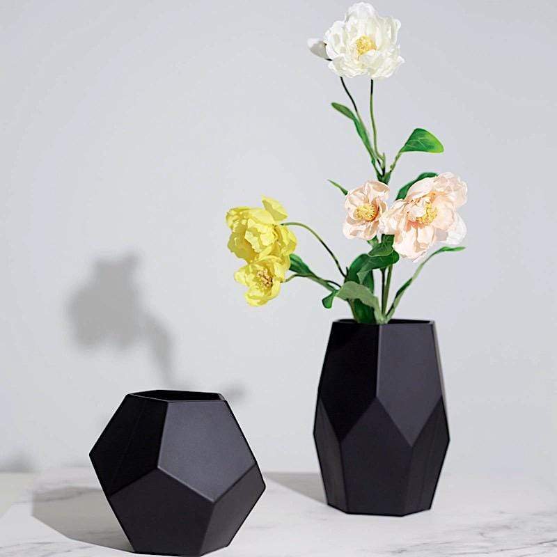 2 Geometric Glass Flower Vases Candle Holders Centerpieces