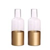 2 pcs 10 in tall Clear with Gold Spray Glass Bottles Vases