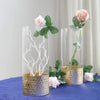 2 pcs 12 in tall Clear with Gold Honeycomb Trim Glass Cylinder Vases