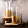2 pcs 12 in tall Clear with Gold Spray Glass Cylinder Vases