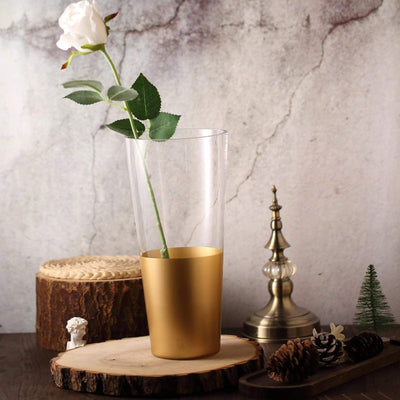 2 pcs 3 in tall Clear with Gold Spray Glass Square Vases