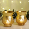 2 pcs 6 in tall Gold Crackle Glass Candle Holders Vases