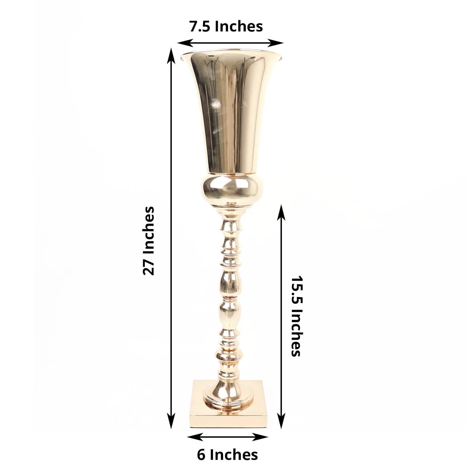 27 in Gold Metal Trumpet Centerpiece Vase